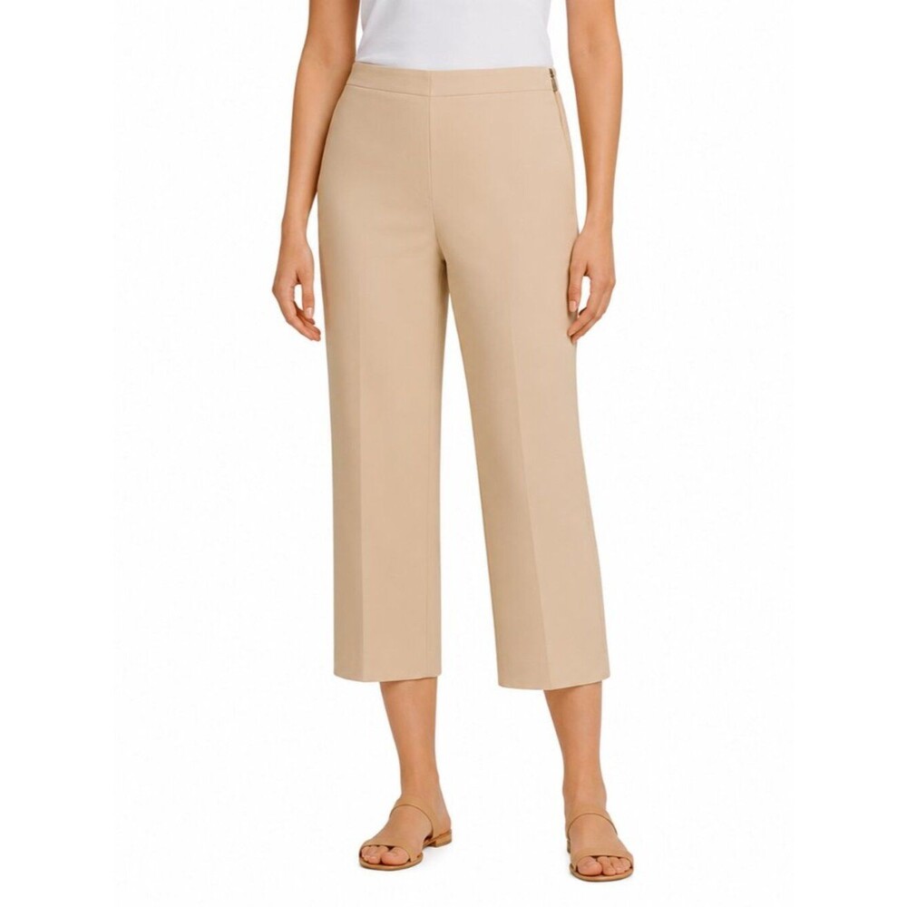 Saks Fifth Avenue Size 10 Beige Stretch Cotton Cropped Pants NWOT